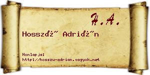 Hosszú Adrián névjegykártya